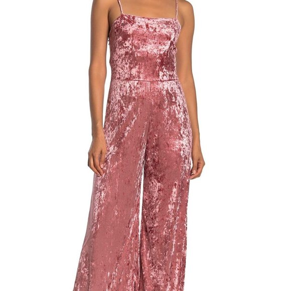 free press Pants - Free Press | sleeveless pink velvet jumpsuit | L